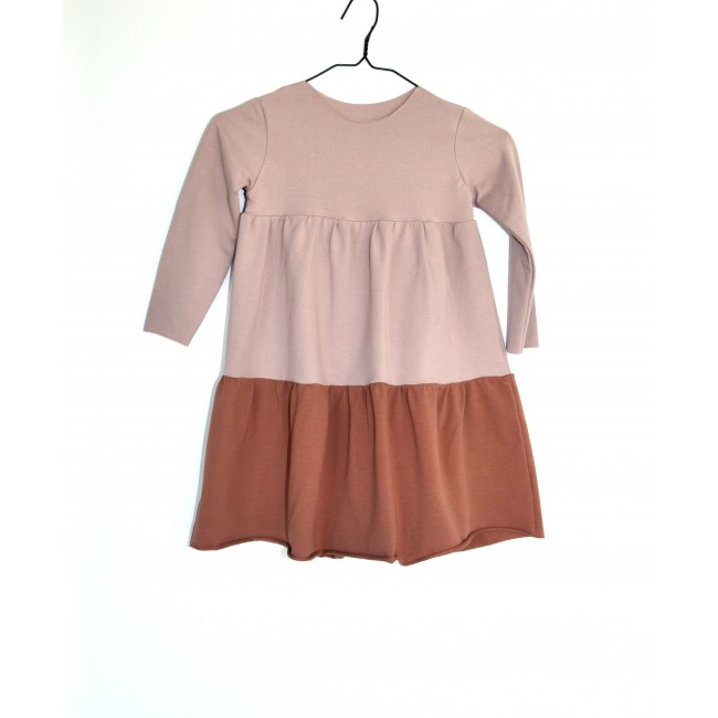 Loose Dress long sleeve light pink / brown