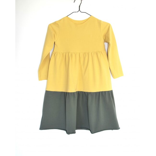 Loose Dress long sleeve yellow / green