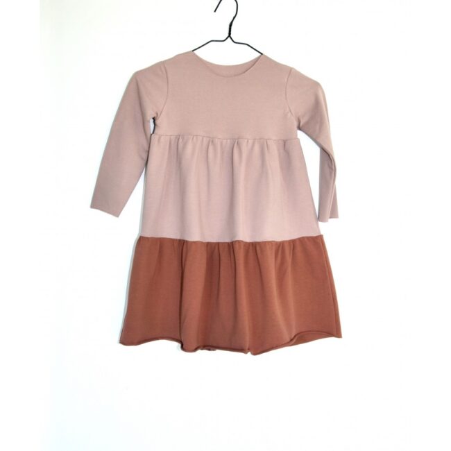 Loose Dress long sleeve light pink / brown