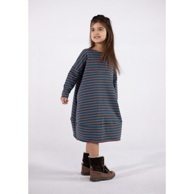 Long Dress blue / orange stripes 18.1