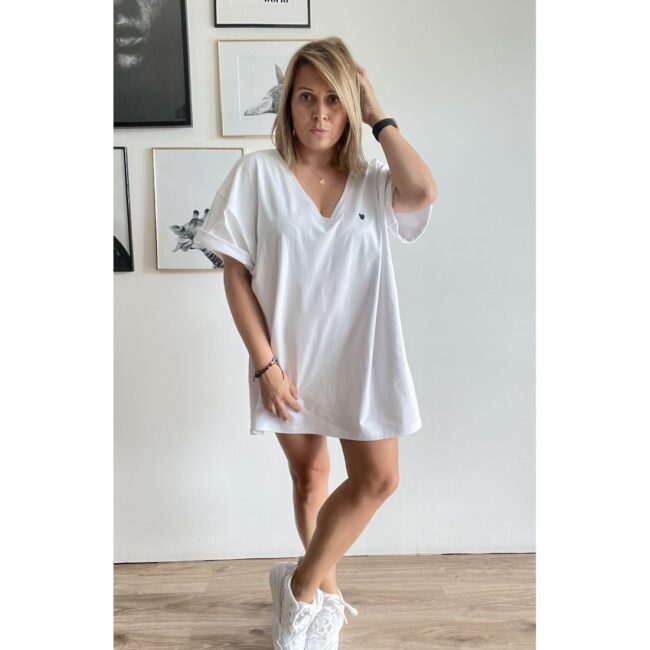 T-shirt V white LONG