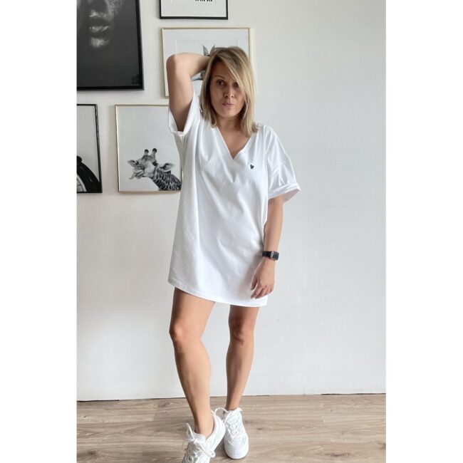 T-shirt V white LONG