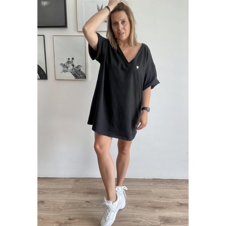 T-shirt V black LONG