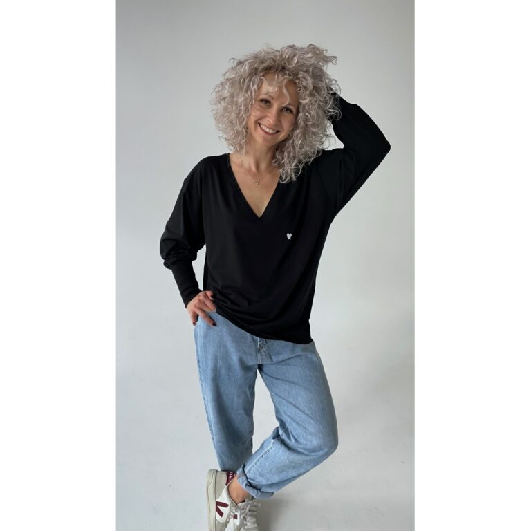 Longsleeve V black LONG