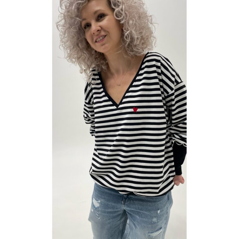 * LIMITED * Longsleeve V black stripes