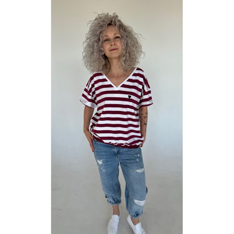 T-shirt "Alina" stripes claret
