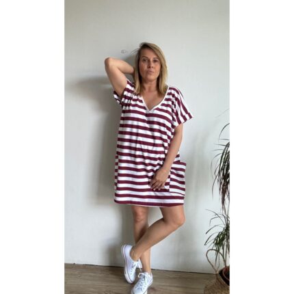 Over Dress claret stripes