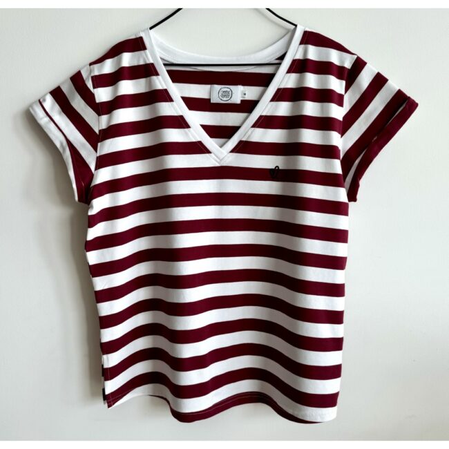 T-shirt SLIM "HELENA" stripes claret