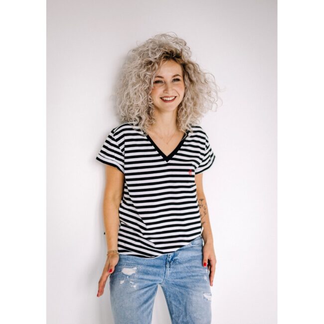 T-shirt SLIM "HELENA" black stripes