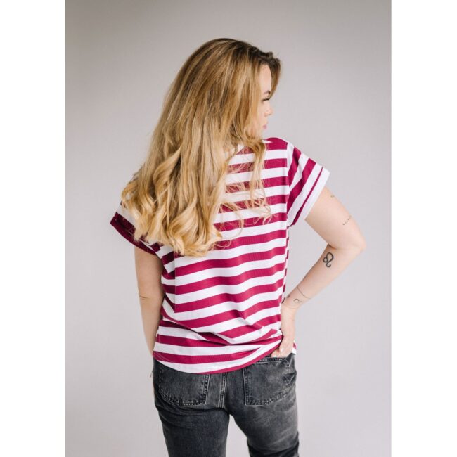 T-shirt SLIM "HELENA" stripes claret