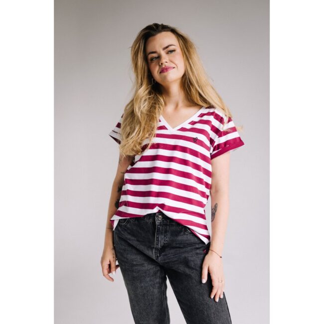 T-shirt SLIM "HELENA" stripes claret