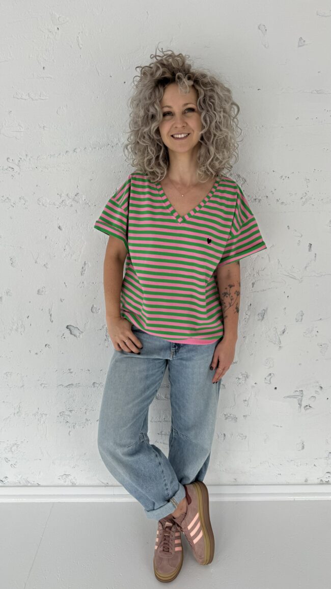 T-shirt Alina pink/green stripes