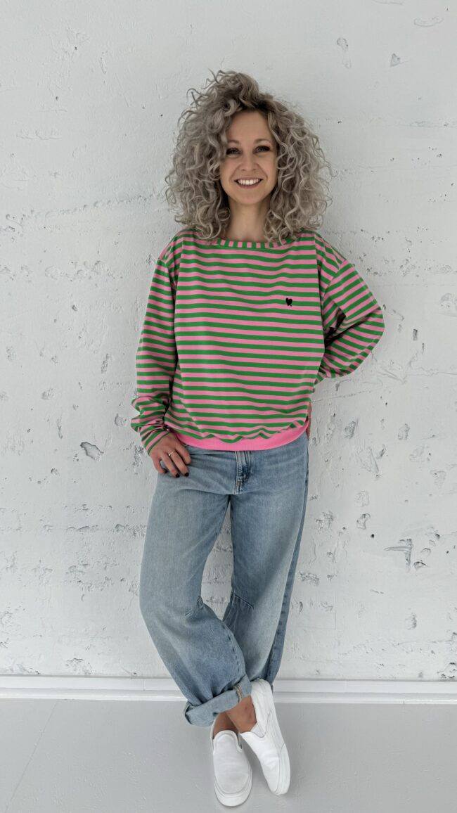 Longsleeve Kaja pink/green stripes - obrazek 3