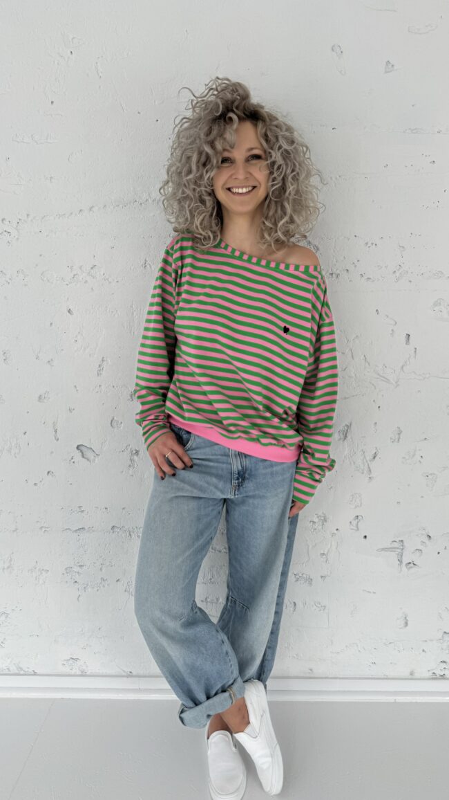 Longsleeve Kaja pink/green stripes