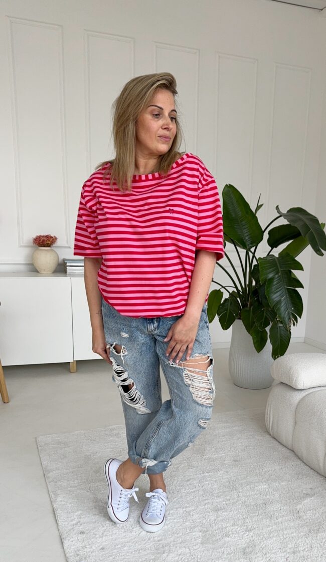 T-shirt Kaja red stripes - obrazek 2