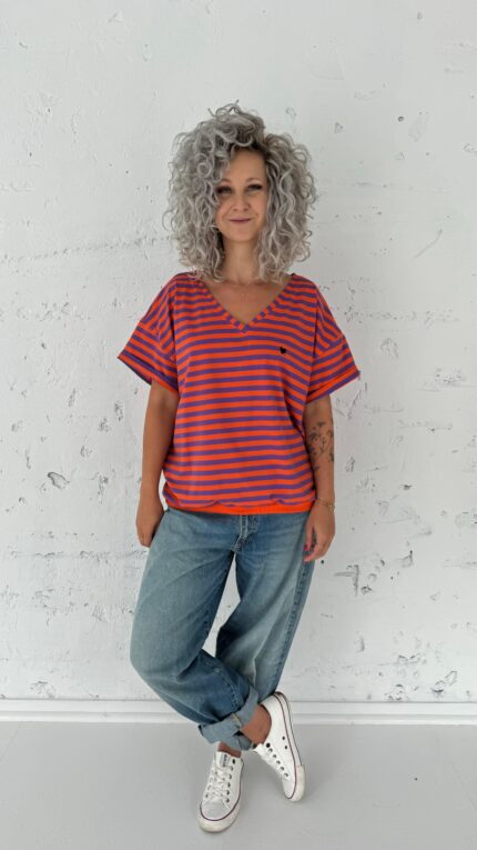 T-shirt Alina orange/purple stripes