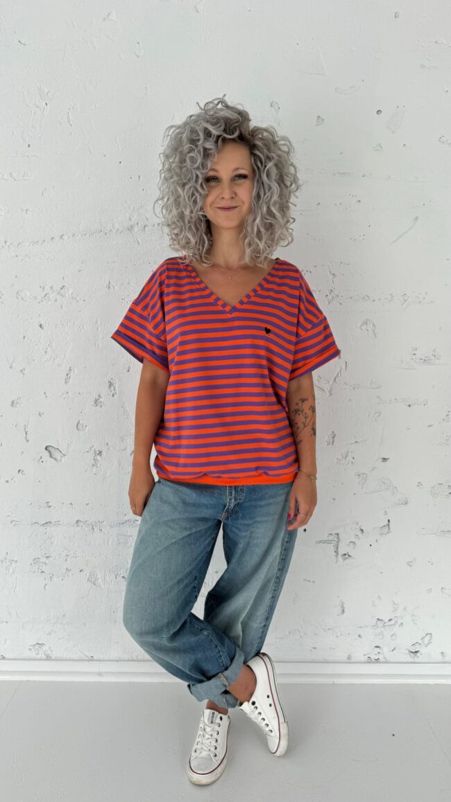 T-shirt Alina orange/purple stripes