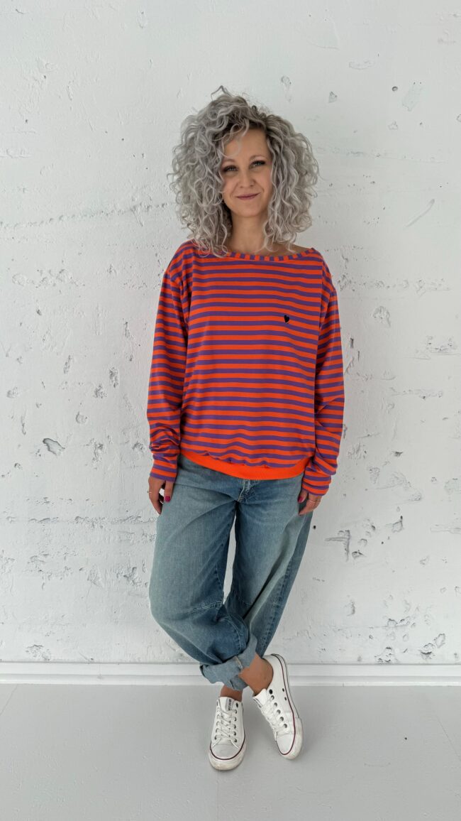 Longsleeve Kaja orange/purple stripes