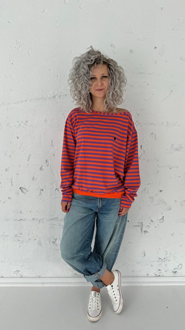 Longsleeve Kaja orange/purple stripes - obrazek 2