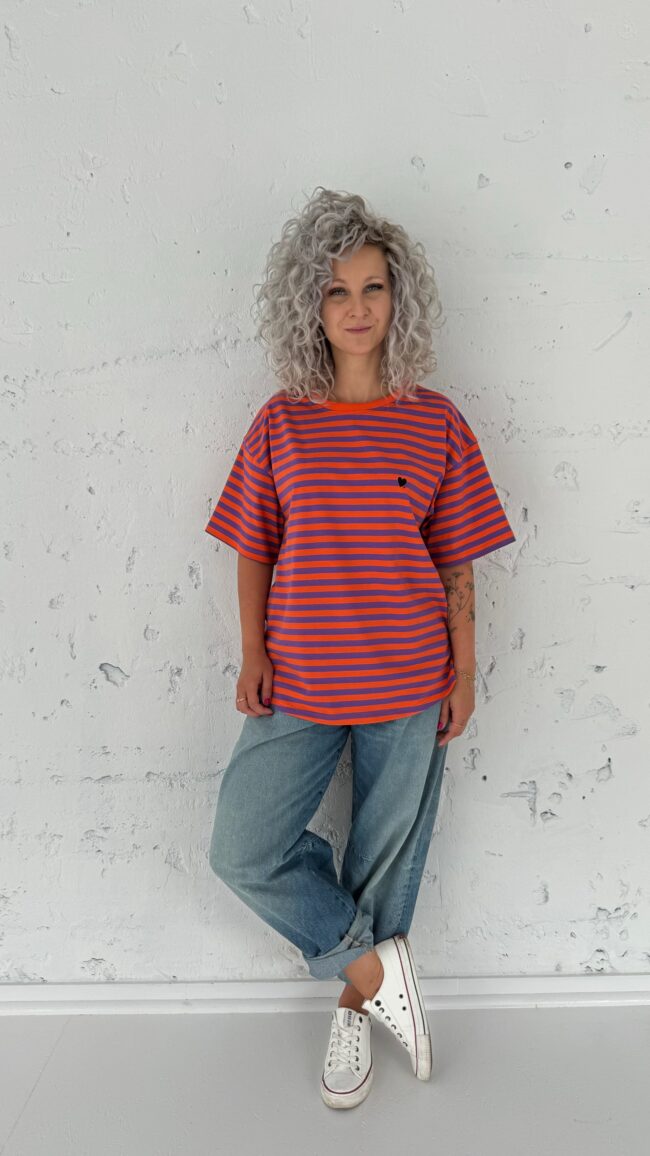 T-shirt classic orange/purple stripes - obrazek 4