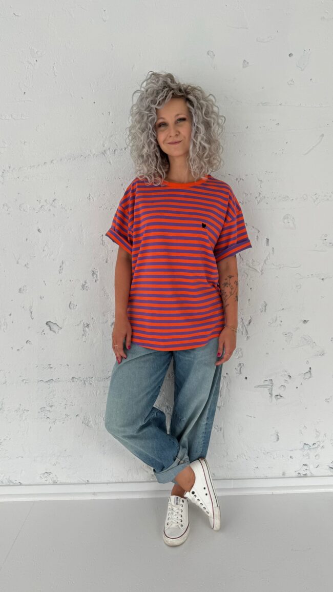 T-shirt classic orange/purple stripes - obrazek 3