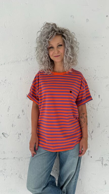T-shirt classic orange/purple stripes