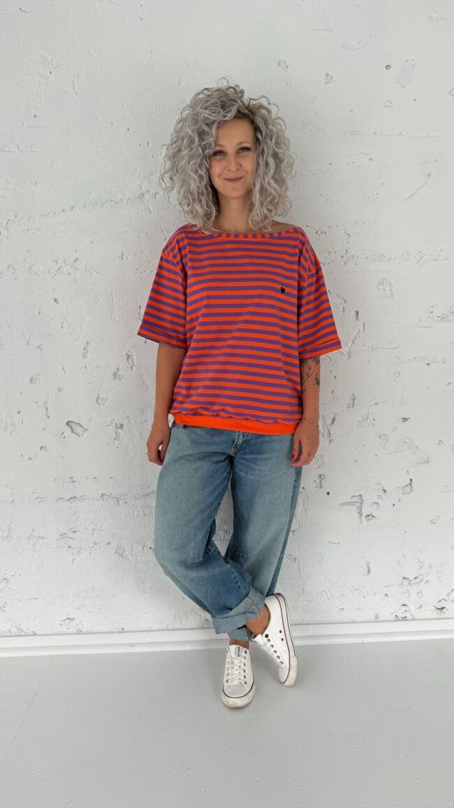 T-shirt Kaja orange/purple stripes - obrazek 3