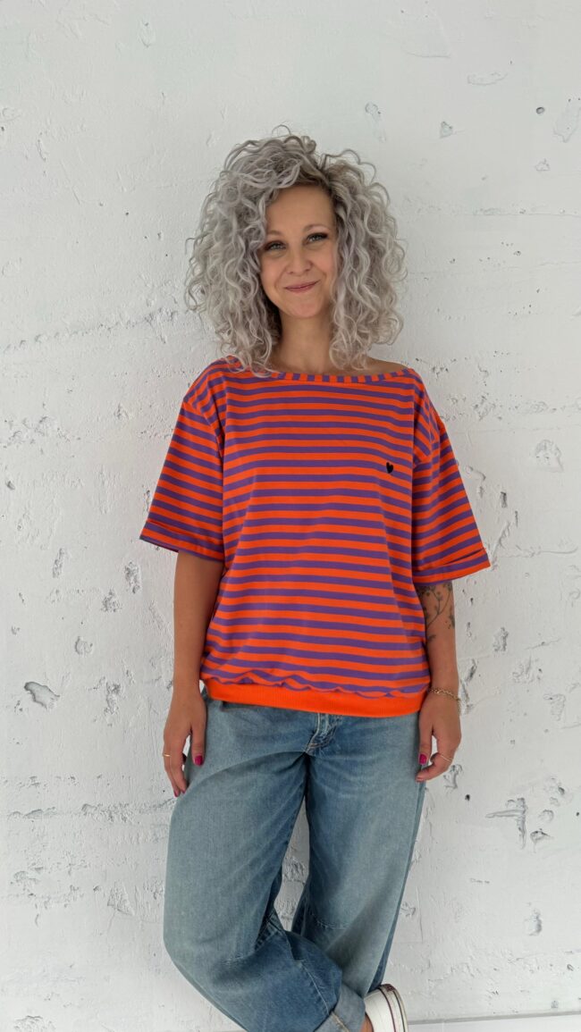 T-shirt Kaja orange/purple stripes - obrazek 2