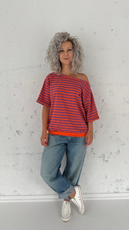 T-shirt Kaja orange/purple stripes