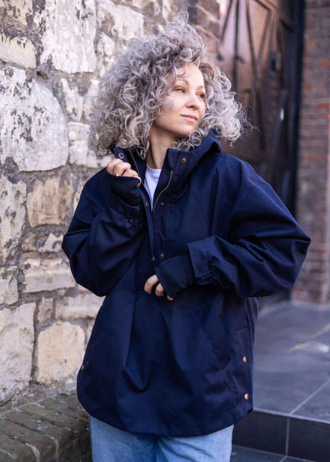 Winter Hoodie Jacket dark navy - obrazek 2