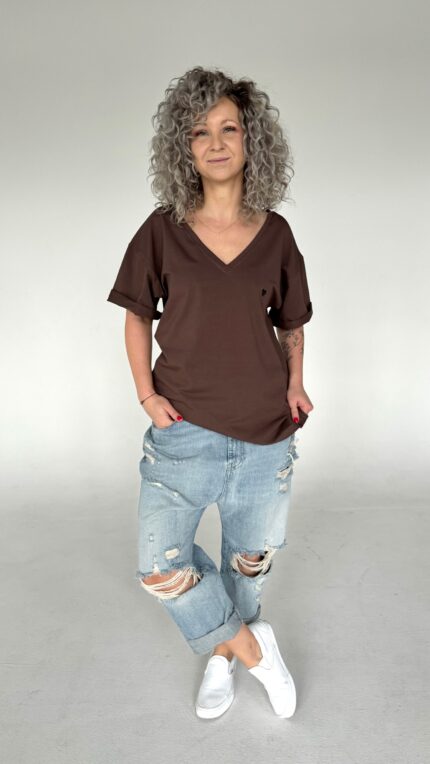 T-shirt V brown
