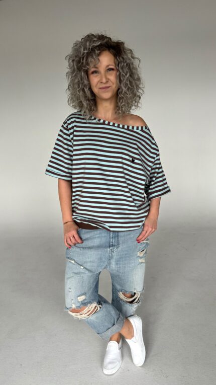 T-shirt Kaja blue / brown stripes