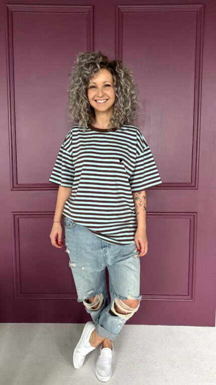 T-shirt Classic blue / brown stripes