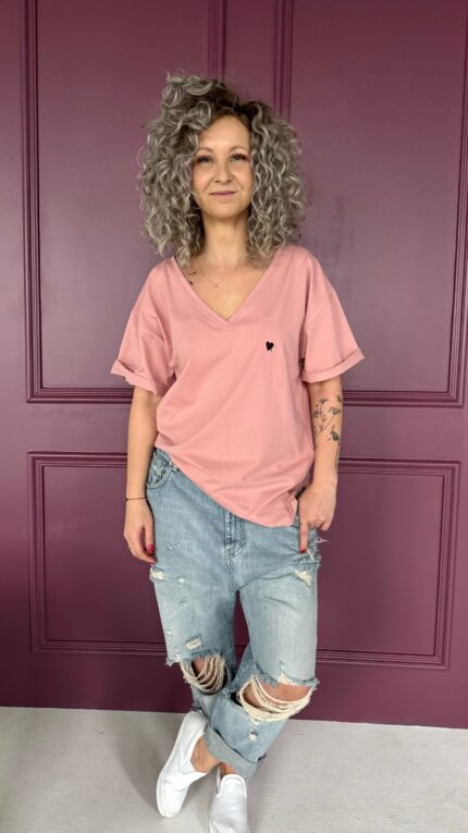 T-shirt V soft pink