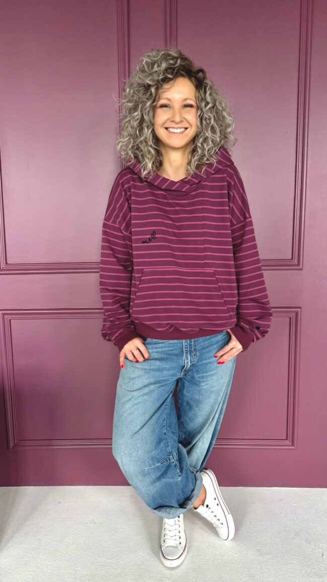 Hoodie Blouse violet stripes - obrazek 7