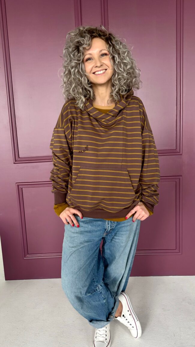 Hoodie Blouse brown stripes - obrazek 5