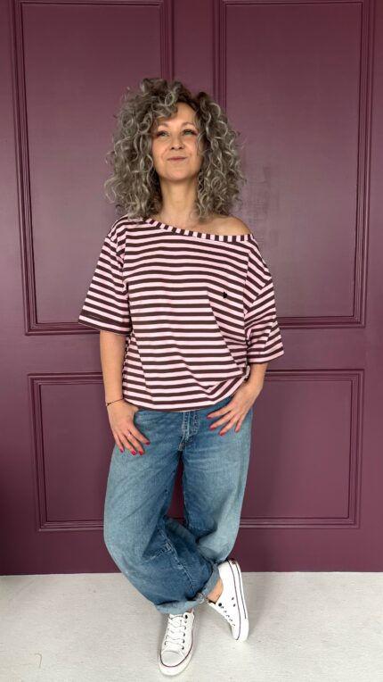 T-shirt Kaja pink / brown stripes