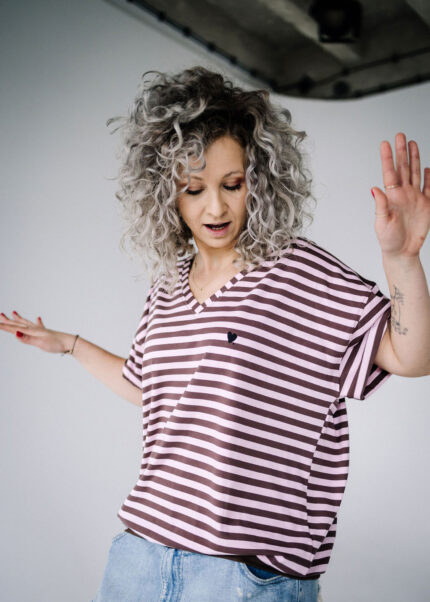T-shirt Alina pink / brown stripes