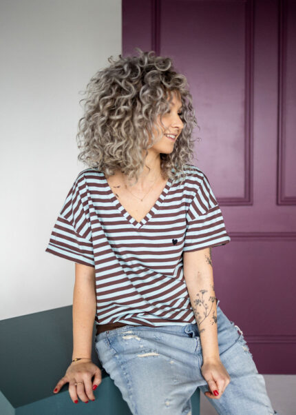 Alina blue / brown stripes