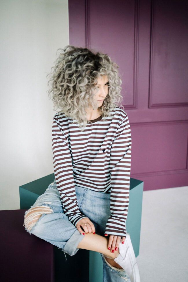 Longsleeve Maja blue / brown stripes - obrazek 3