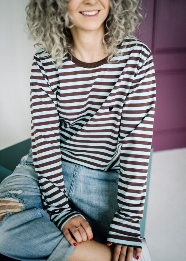 Longsleeve Maja blue / brown stripes - obrazek 2