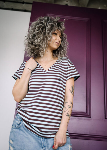 Helena V blue / brown stripes