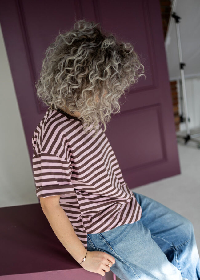 T-shirt Classic pink / brown stripes - obrazek 3