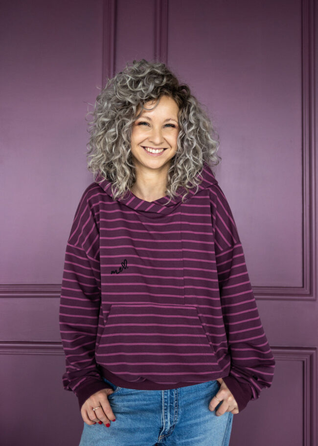 Hoodie Blouse violet stripes - obrazek 2