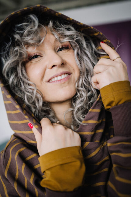 Hoodie Blouse brown stripes