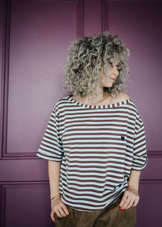T-shirt Kaja blue / brown stripes - obrazek 6