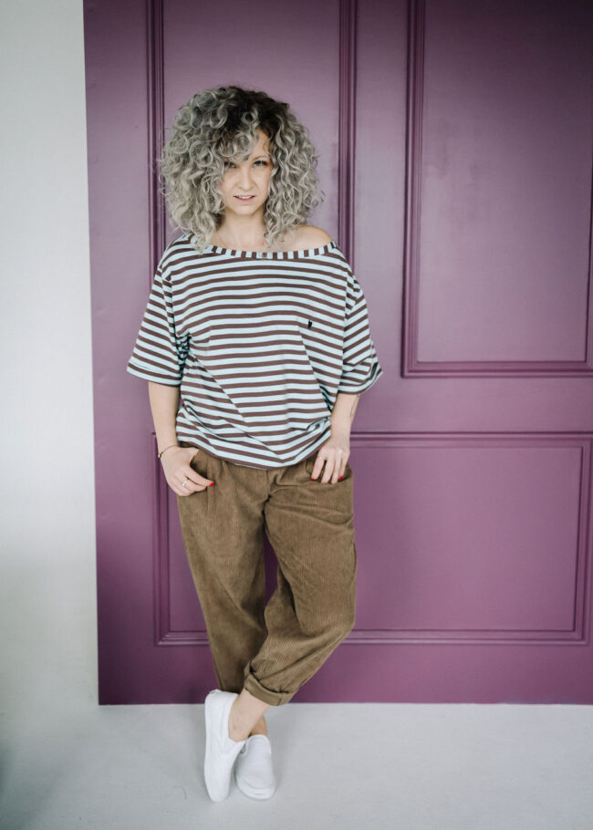 T-shirt Kaja blue / brown stripes - obrazek 7