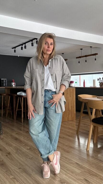 Koszula krata niebiesko/brązowa BAWEŁNA ORGANICZNA